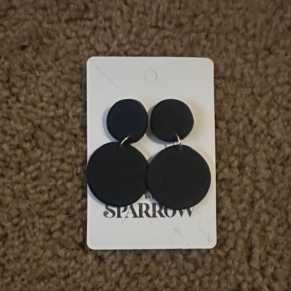 Sparrow Matte Black Double Circle Earrings